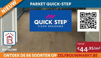 Promotions Parket quick-step - QuickStep - Valide de 20/07/2021 à 16/08/2021 chez Zelfbouwmarkt