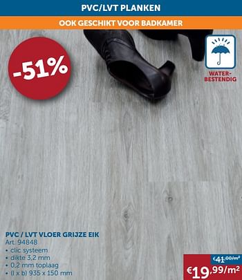 Promoties Pvc - lvt vloer grijze eik - Huismerk - Zelfbouwmarkt - Geldig van 20/07/2021 tot 16/08/2021 bij Zelfbouwmarkt
