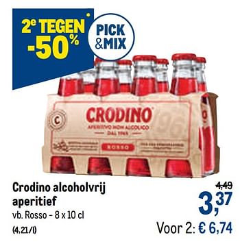 Promotions Crodino alcoholvrij aperitief rosso - Crodino - Valide de 14/07/2021 à 27/07/2021 chez Makro
