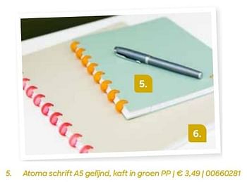 Promoties Atoma schrift a5 gelijnd, kaft in groen pp - Atoma - Geldig van 20/07/2021 tot 17/10/2021 bij Ava
