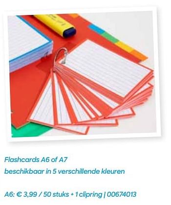 Promoties Flashcards a6 + 1 clipring - Huismerk - Ava - Geldig van 20/07/2021 tot 17/10/2021 bij Ava
