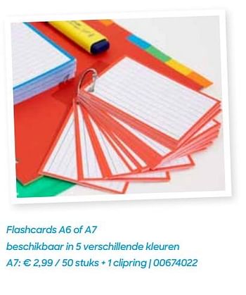 Promoties Flashcards a7 + 1 clipring - Huismerk - Ava - Geldig van 20/07/2021 tot 17/10/2021 bij Ava