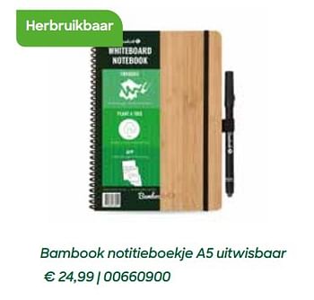 Promotions Bambook notitieboekje a5 uitwisbaar - Bambook - Valide de 20/07/2021 à 17/10/2021 chez Ava