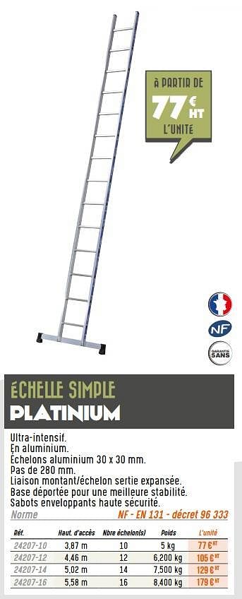 Promotions Échelle simple platinium - Tubesca - Valide de 01/06/2021 à 30/10/2021 chez Master Pro