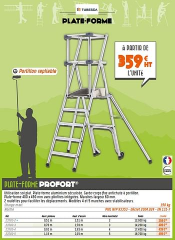 Promotions Plate-forme profort - Tubesca - Valide de 01/06/2021 à 30/10/2021 chez Master Pro