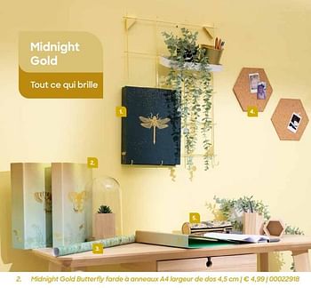 Promotions Midnight gold butterfly farde à anneaux a4 largeur de dos - Midnight Gold - Valide de 20/07/2021 à 17/10/2021 chez Ava