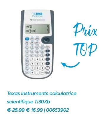 Promotions Texas instruments calculatrice scientifique ti30xb - Texas Instruments - Valide de 20/07/2021 à 17/10/2021 chez Ava