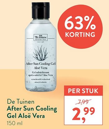 Promoties After sun cooling gel aloë vera - De Tuinen - Geldig van 12/07/2021 tot 08/08/2021 bij Holland & Barret