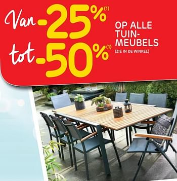 Promotions Van -25% tot -50% op alle tuin- meubels - Produit maison - Brico - Valide de 28/07/2021 à 09/08/2021 chez Brico