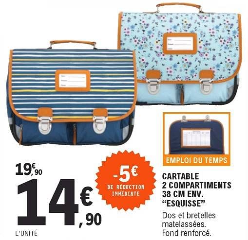 Produit Maison E.Leclerc Cartable 2 compartiments esquisse En