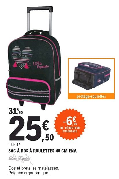 Produit Maison E.Leclerc Sac dos roulettes En promotion