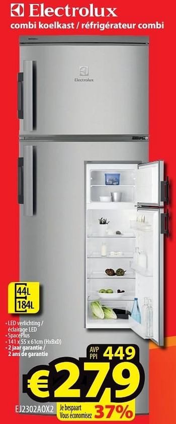 Promoties Electrolux combi koelkast - réfrigérateur combi ej2302aox2 - Electrolux - Geldig van 14/07/2021 tot 21/07/2021 bij ElectroStock