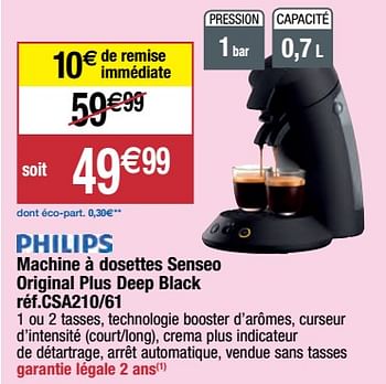 Machine à dosette Senseo PHILIPS Original+ CSA210/61 Noir
