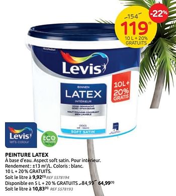 Promotions Peinture latex - Levis - Valide de 28/07/2021 à 09/08/2021 chez Brico