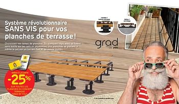 Promotions -25% sur toutes les planches du concept terrasse grad by you - Produit maison - Brico - Valide de 28/07/2021 à 09/08/2021 chez Brico