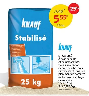 Promotions Stabilisé knauf - Knauf - Valide de 28/07/2021 à 09/08/2021 chez Brico