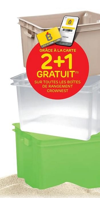 Promotions 2+1 gratuit sur toutes les boîtes de rangement crownest - Crownest - Valide de 28/07/2021 à 09/08/2021 chez Brico