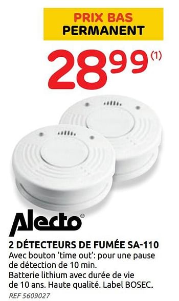 Promotions 2 détecteurs de fumée sa-110 alecto - Alecto - Valide de 28/07/2021 à 09/08/2021 chez Brico