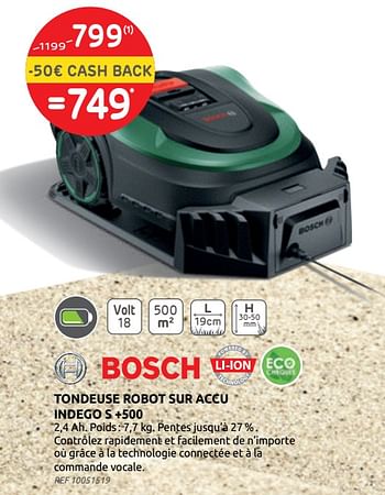 Promotions Bosch tondeuse robot sur accu indego s +500 - Bosch - Valide de 28/07/2021 à 09/08/2021 chez Brico