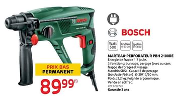 Promotions Marteau-perforateur pbh 2100re bosch - Bosch - Valide de 28/07/2021 à 09/08/2021 chez Brico