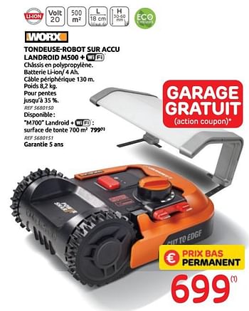 Promotions Tondeuse-robot sur accu landroid m500 worx - Worx - Valide de 28/07/2021 à 09/08/2021 chez Brico