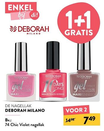 Promoties 74 chic violet nagellak - Deborah Milano - Geldig van 14/07/2021 tot 10/08/2021 bij DI