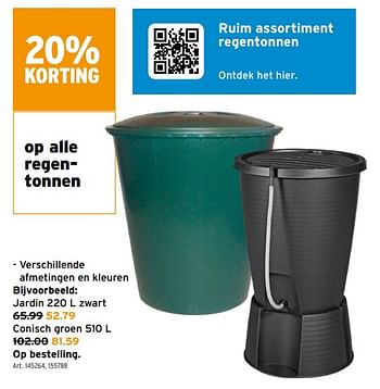 Promoties Regentonnen jardin zwart - Huismerk - Gamma - Geldig van 28/07/2021 tot 10/08/2021 bij Gamma