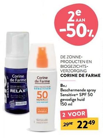 Promoties Beschermende spray sensitive+ spf 50 gevoelige huid - Corine de farme - Geldig van 14/07/2021 tot 10/08/2021 bij DI