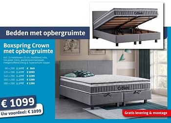 Promoties Boxspring crown met opbergruimte - Huismerk - De Matrassenkoning - Geldig van 01/07/2021 tot 31/07/2021 bij De Matrassenkoning