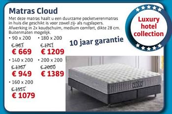 Promoties Matras cloud - Huismerk - De Matrassenkoning - Geldig van 01/07/2021 tot 31/07/2021 bij De Matrassenkoning