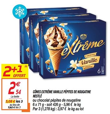 Glace Cône vanille pépites nougatine EXTREME