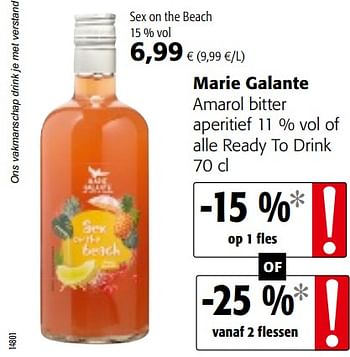 Promotions Marie galante amarol bitter aperitief 11 % vol of alle ready to drink - Marie Galante - Valide de 14/07/2021 à 27/07/2021 chez Colruyt