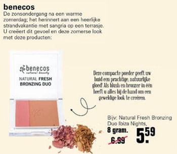 Promoties Benecos natural fresh bronzing duo lbiza nights - Benecos - Geldig van 14/07/2021 tot 31/07/2021 bij De Online Drogist