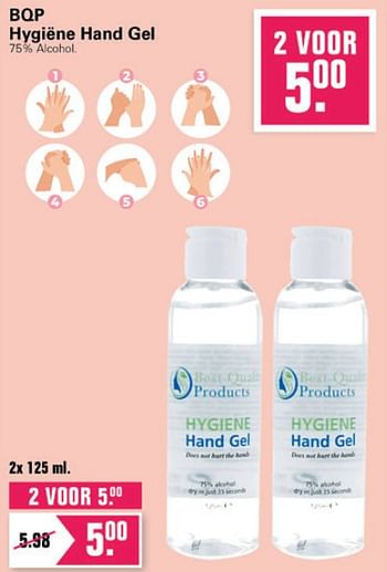 Promoties Bqp hygiene hand gel - BQP - Geldig van 14/07/2021 tot 31/07/2021 bij De Online Drogist