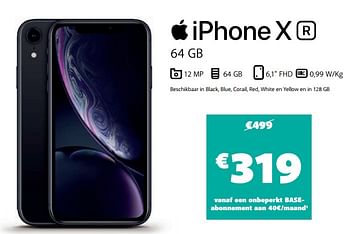 Promotions Apple iphone x 64 gb - Apple - Valide de 14/07/2021 à 15/08/2021 chez Base