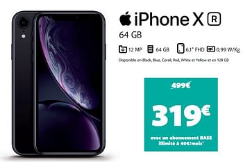 Promotions Apple iphone x 64 gb - Apple - Valide de 14/07/2021 à 15/08/2021 chez Base