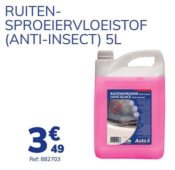 Promotions Ruitensproeiervloeistof anti-insect - Produit maison - Auto 5  - Valide de 15/07/2021 à 17/08/2021 chez Auto 5