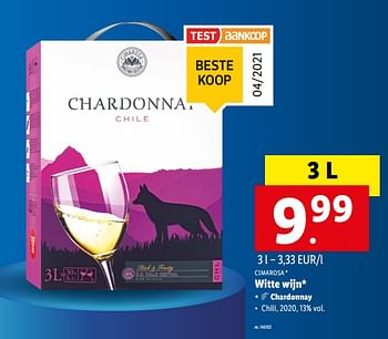 Promoties Witte wijn chardonnay - Witte wijnen - Geldig van 26/07/2021 tot 31/07/2021 bij Lidl