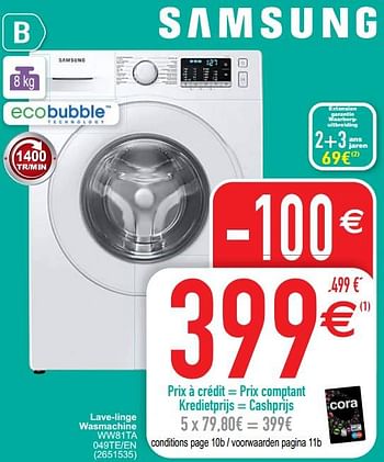 Promotions Samsung lave-linge wasmachine ww81ta 049te-en - Samsung - Valide de 20/07/2021 à 02/08/2021 chez Cora