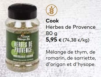 Promoties Cook herbes de provence - Cook - Geldig van 14/07/2021 tot 10/08/2021 bij Bioplanet
