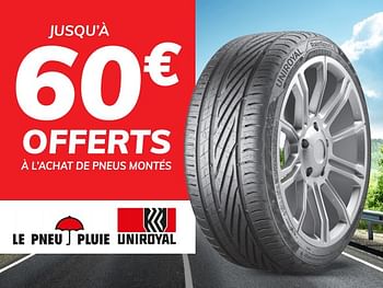 Promotions Jusqu’à 60€ offerts à l’achat de pneus montés - Produit maison - Auto 5  - Valide de 15/07/2021 à 17/08/2021 chez Auto 5