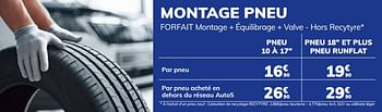 Promotions Montage pneu - Produit maison - Auto 5  - Valide de 15/07/2021 à 17/08/2021 chez Auto 5