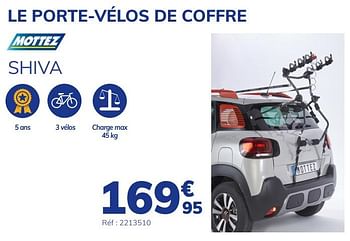 Promotions Le porte-vélos de coffre shiva - Mottez - Valide de 15/07/2021 à 17/08/2021 chez Auto 5