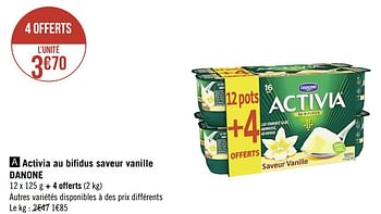 Promotions Activia au bifidus saveur vanille danone - Danone - Valide de 19/07/2021 à 01/08/2021 chez Super Casino