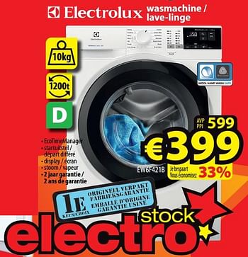 Promoties Electrolux wasmachine - lave-linge ew6f421b - Electrolux - Geldig van 22/07/2021 tot 31/07/2021 bij ElectroStock