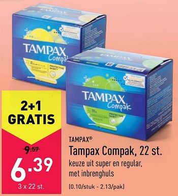 Promoties Tampax compak - Tampax - Geldig van 26/07/2021 tot 06/08/2021 bij Aldi