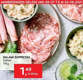 Promoties Salami sopressa galbani - Galbani - Geldig van 28/07/2021 tot 03/08/2021 bij Alvo