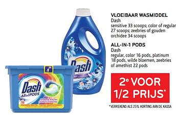 Dash Vloeibaar wasmiddel dash all-in-1 dash 2e 1-2 prijs - bij Alvo