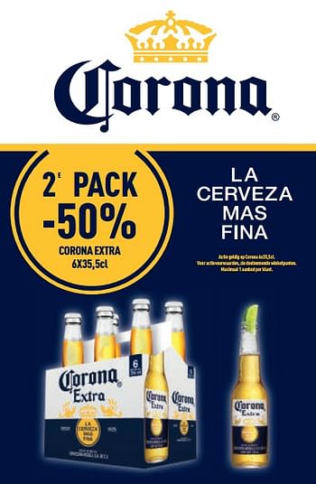 Promoties 2e pack -50% corona extra - Corona - Geldig van 30/07/2021 tot 12/08/2021 bij BelBev