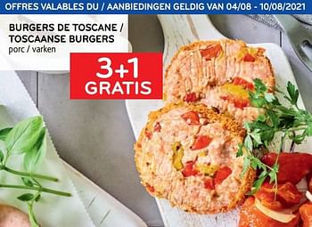 Promotions Burgers de toscane 3+1 gratis - Produit maison - Alvo - Valide de 04/08/2021 à 10/08/2021 chez Alvo